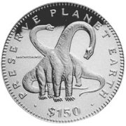 (№1993km106) Монета Либерия 1993 год 150 Dollars (Брахиозавр)