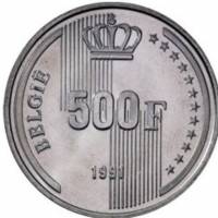 (№1991km196) Монета Бельгия 1991 год 500 Francs (Голландская Легенда)
