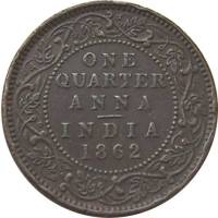 (№1862km467) Монета Индия 1862 год frac14; Anna
