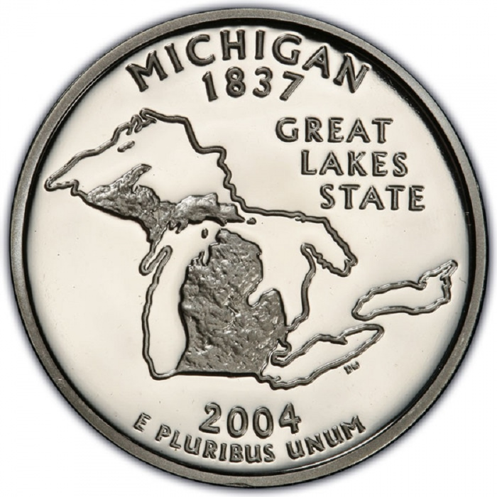 (026d) Монета США 2004 год 25 центов &quot;Мичиган&quot;  Медь-Никель  UNC