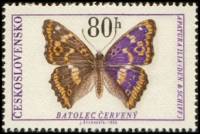 (1966-033) Марка Чехословакия "Пурпурный император"    Бабочки II Θ