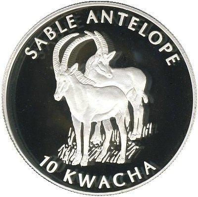 (2003) Монета Малави 2003 год 10 квача &quot;Чёрная атилопа&quot;  Серебрение  PROOF