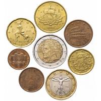 2002-2017 8 монет 1 2 евро 1 2 5 10 20 50 центов Набор монет Евро Италия Смесь годов год    XF