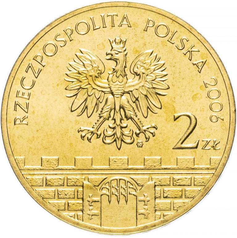 (111) Монета Польша 2006 год 2 злотых &quot;Эльблонг&quot;  Латунь  UNC