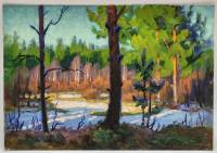 Картина Тулаев В. Н. 1976 г. Леcной пейзаж № 3 масло картон 35х25 см