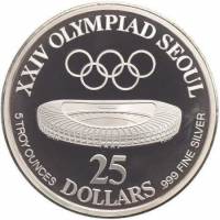 (№1988km9) Монета Восточное Самоа 1988 год 25 Dollars (ХХIV Олимпийские игры)
