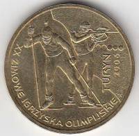 (108) Монета Польша 2006 год 2 злотых "XX Зимняя Олимпиада Турин 2006"  Латунь  UNC