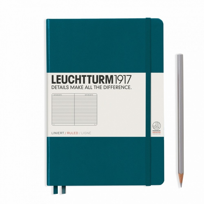 Книга для записей Medium A5 на 249 страниц в линейку, PACIFIC GREEN. Leuchtturm1917, #359692