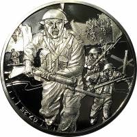 (2019) Монета Остров Гернси 2019 год 5 фунтов "Высадка в Нормандии"  Медно-никель, покрытый серебром