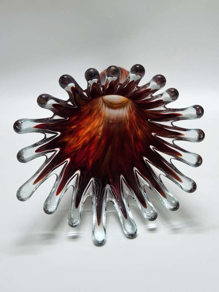 Ваза 35 см красная стекло гутная техника