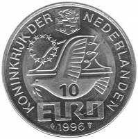 (№1996) Монета Нидерланды 1996 год 10 Ecu amp;"Euroamp;" (Виллема Баренца)
