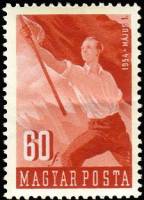 (1954-024) Марка Венгрия "Человек с флагом"    День 1 Мая III Θ