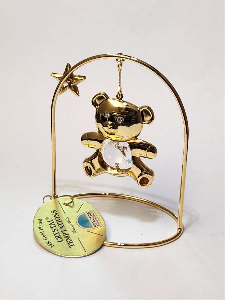 Сувенир Мишка со звездочкой 8,5*6.5 см  металл покрытие золото 24 к. кристаллы Сваровски США  новый