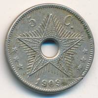 (№1909km12) Монета Бельгийское Конго 1909 год 5 Centimes