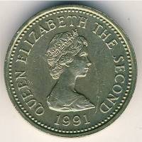 (№1991km84) Монета Джерси 1991 год 1 Pound (Щекотливое 1858)