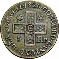 (№1826km205(basel)) Монета Швейцария 1826 год 5 Rappen