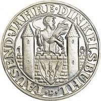 (1928d) Монета Германия Веймарская республика 1928 год 3 марки   1000 лет основания Динкельсбюля  VF