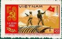 (1980-017) Марка Вьетнам "Солдат со знаменем"    50 лет Компартии Вьетнама III Θ