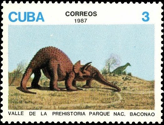 (1987-037) Марка Куба &quot;Трицератопс&quot;    Доисторические животные II Θ