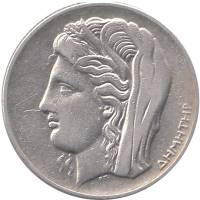 1930 Монета Греция 10 драхм Деметра  Серебро Ag 500  VF