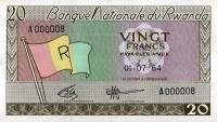 (№P-6a.1) Банкнота Руанда 1964 год 20 Francs "Руанда франк"