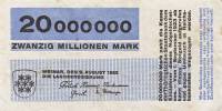 (№1923) Банкнота Германия 1923 год "20,000,000 Mark"