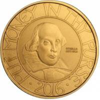 (№2016) Монета Великобритания 2016 год 25 Pounds (400-летию Уильяма Шекспира)
