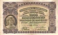 (№1931P-37c.1) Банкнота Швейцария 1931 год "1,000 Franken/Francs/Franchi" (Подписи: Sarasin  Bachman