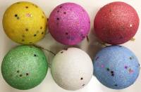 Набор ёлочных игрушек "Разноцветные шары с блёстками", 6 шт. (сост. на фото)