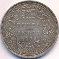 () Монета Индия 1874 год 1  ""   Биметалл (Серебро - Ниобиум)  UNC