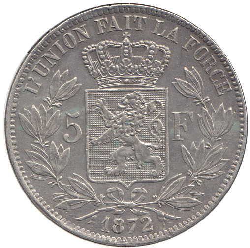 () Монета Бельгия 1872 год   &quot;&quot;     XF