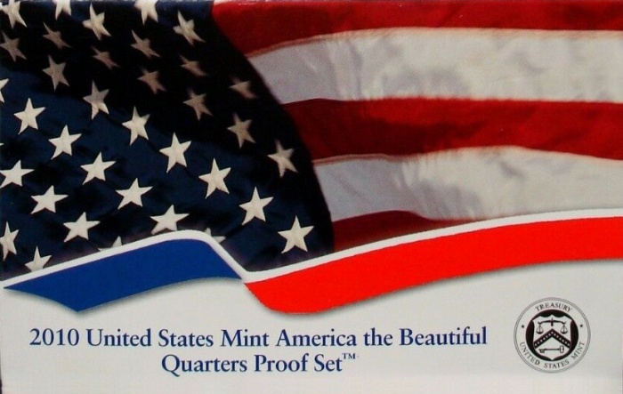 (2010, 5 монет по 25 центов) Набор монет США 2010 год &quot;Парки&quot; Годовой набор  PROOF
