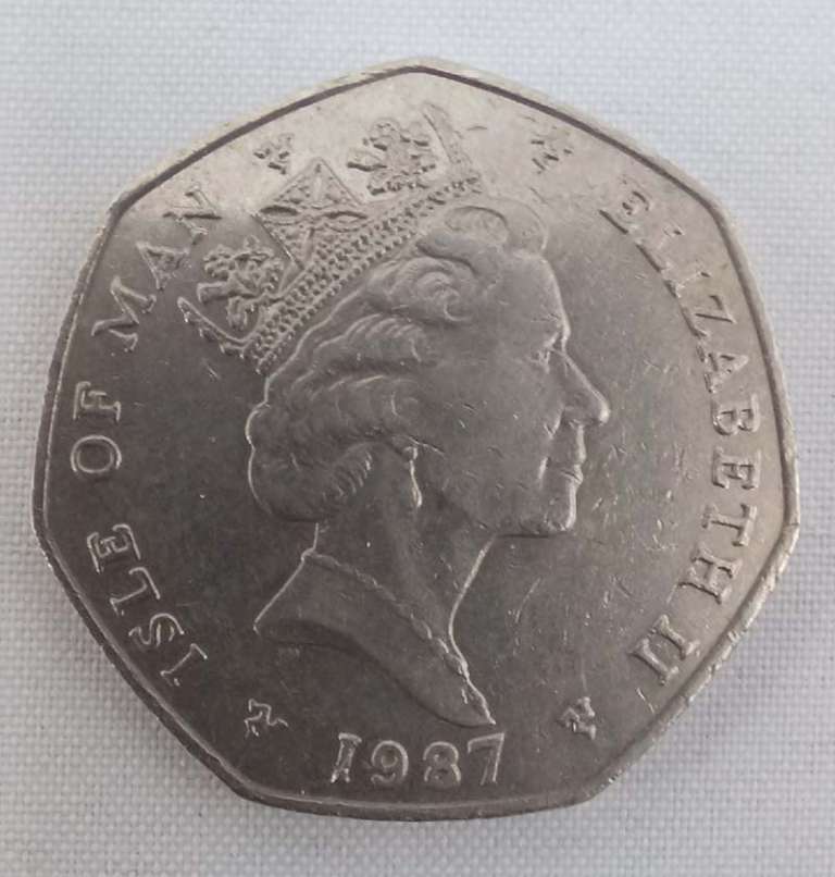 (1987) Монета Остров Мэн 1987 год 50 пенсов "Рождество Автобус Торнейкрофт"  Медь-Никель  XF