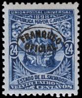 (№1898-73) Марка Сальвадор 1898 год "Аллегория центральноамериканского Союза надпечаткой", Гашеная