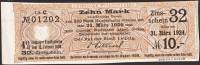 (№1908) Банкнота Германия 1908 год "10 Mark"
