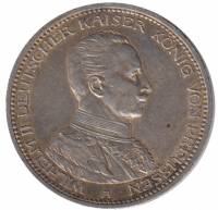 (1913A) Монета Германия 1913 год 5 марок "Вильгельм II в мундире"  Серебро Ag 900  XF