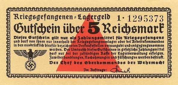 (№1939) Банкнота Германия 1939 год &quot;5 Reichsmark&quot;