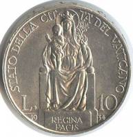 (№1929km8) Монета Ватикан 1929 год 10 Lire