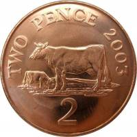 (№1999km96) Монета Гернси 1999 год 2 Pence