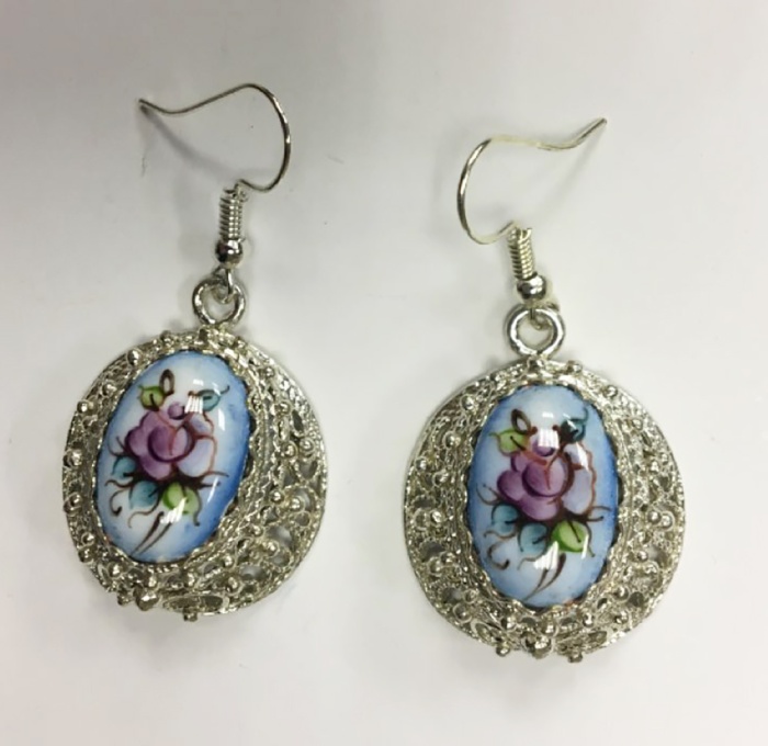 Серьги "Финифть", серебрение (сост. на фото)