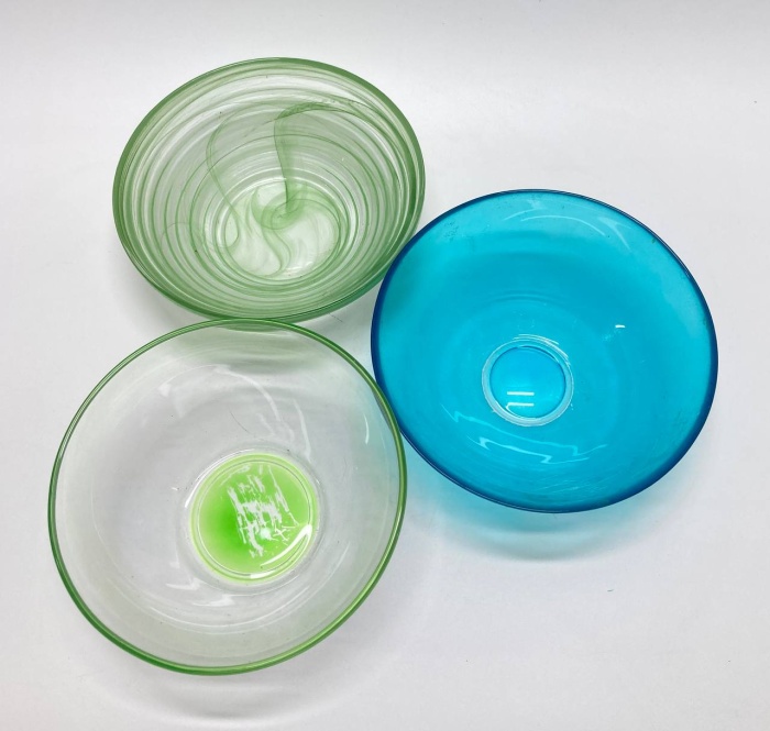 Салатники цветные, стекло, 3 шт