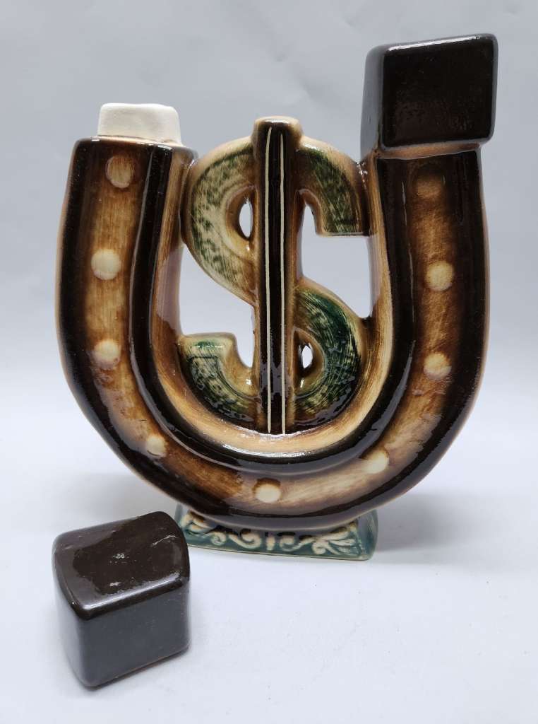 Графин Штоф Подкова с долларом обливная керамика  (сост. на фото)