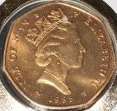() Монета Остров Мэн 1985 год 50 пенсов ""  Медно-никелевый сплав, покрытый золотом  UNC