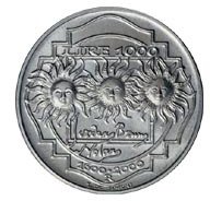 () Монета Италия 2000 год 10000  ""   Биметалл (Серебро - Ниобиум)  UNC
