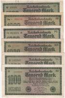 1922-23 6 штук по 1000 марок Набор банкнот Германия Разные виды водяных знаков  Выпуск №3  XF