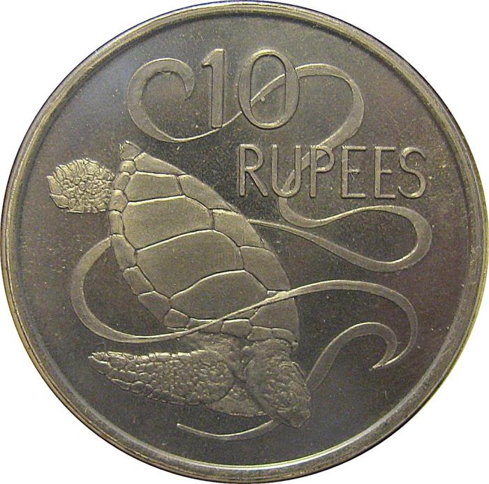 (1974) Монета Сейшелы 1974 год 10 рупий &quot;Зеленая морская черепаха&quot;  Медь-Никель  UNC