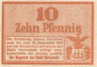 (№1919) Банкнота Германия 1919 год "10 Pfennig"
