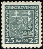 (1929-004) Марка Чехословакия "Герб (Сине-зеленая)"    Государственный герб (Стандартный выпуск) III