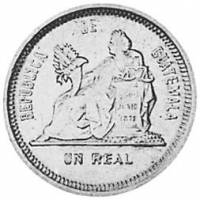 () Монета Гватемала 1879 год 1  ""   Биметалл (Серебро - Ниобиум)  UNC