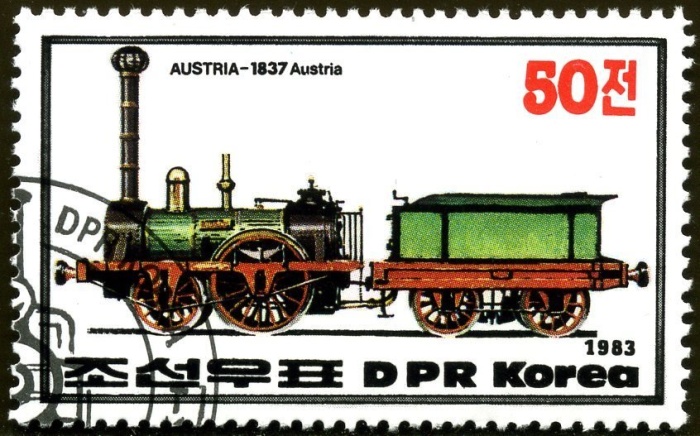 (1983-072) Марка Северная Корея "Локомотив Австрия, 1837"   Локомотивы II &Theta;